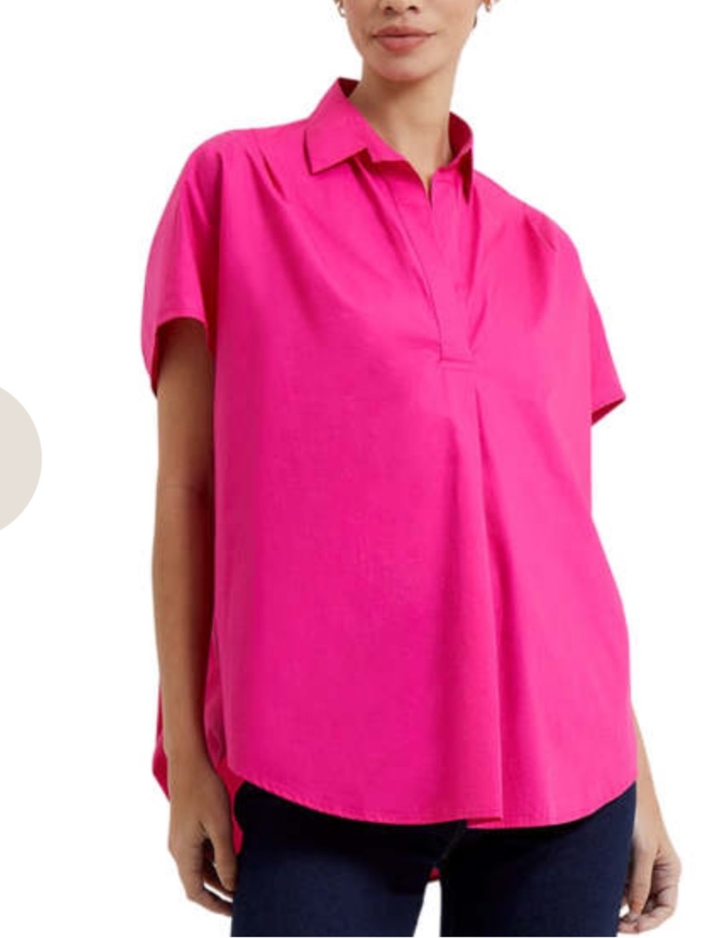 French Connection Set of Two Bright Pink Poplin Popover Fairycore Top M Short S - Picture 2 of 16